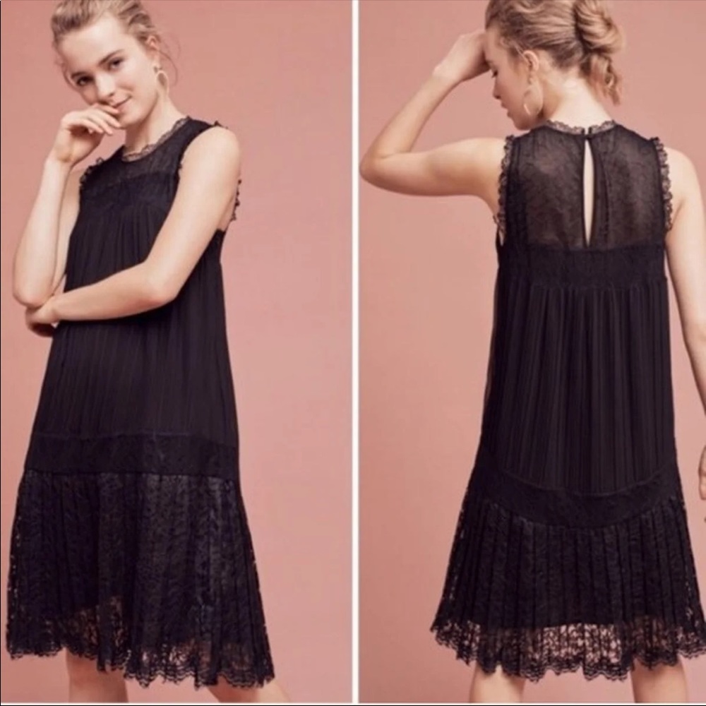 Anthropologie lace pleated dress